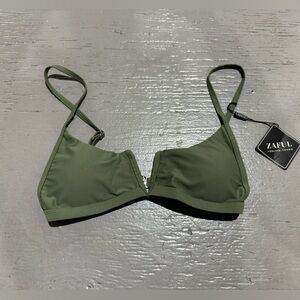 NWT Zaful Bikini Top Army Green - Cup Size A/B